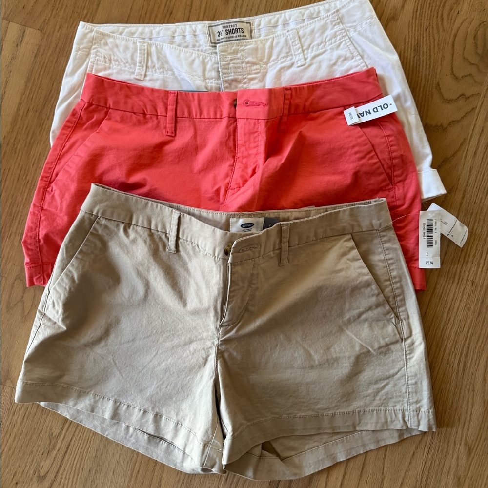 3 pair of Old Navy 3.5” chino shorts (two NWT) size 2